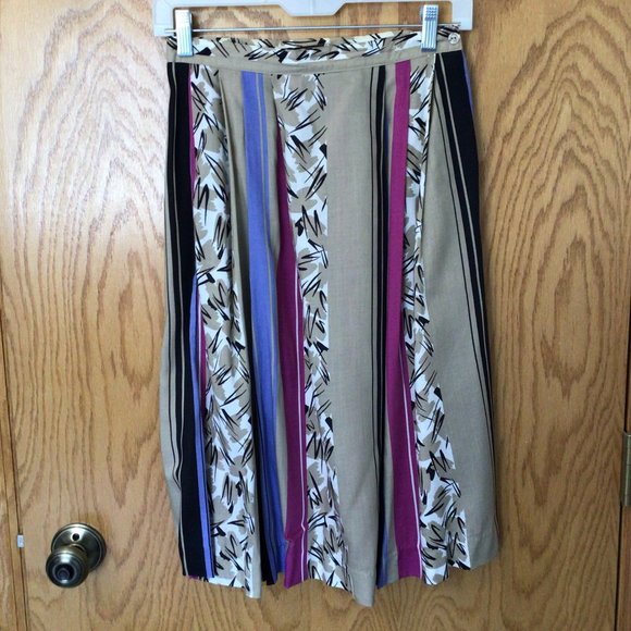 Notches - multi-color vertical stripe skirt; tan, black, blue, pink - Picture 5 of 6